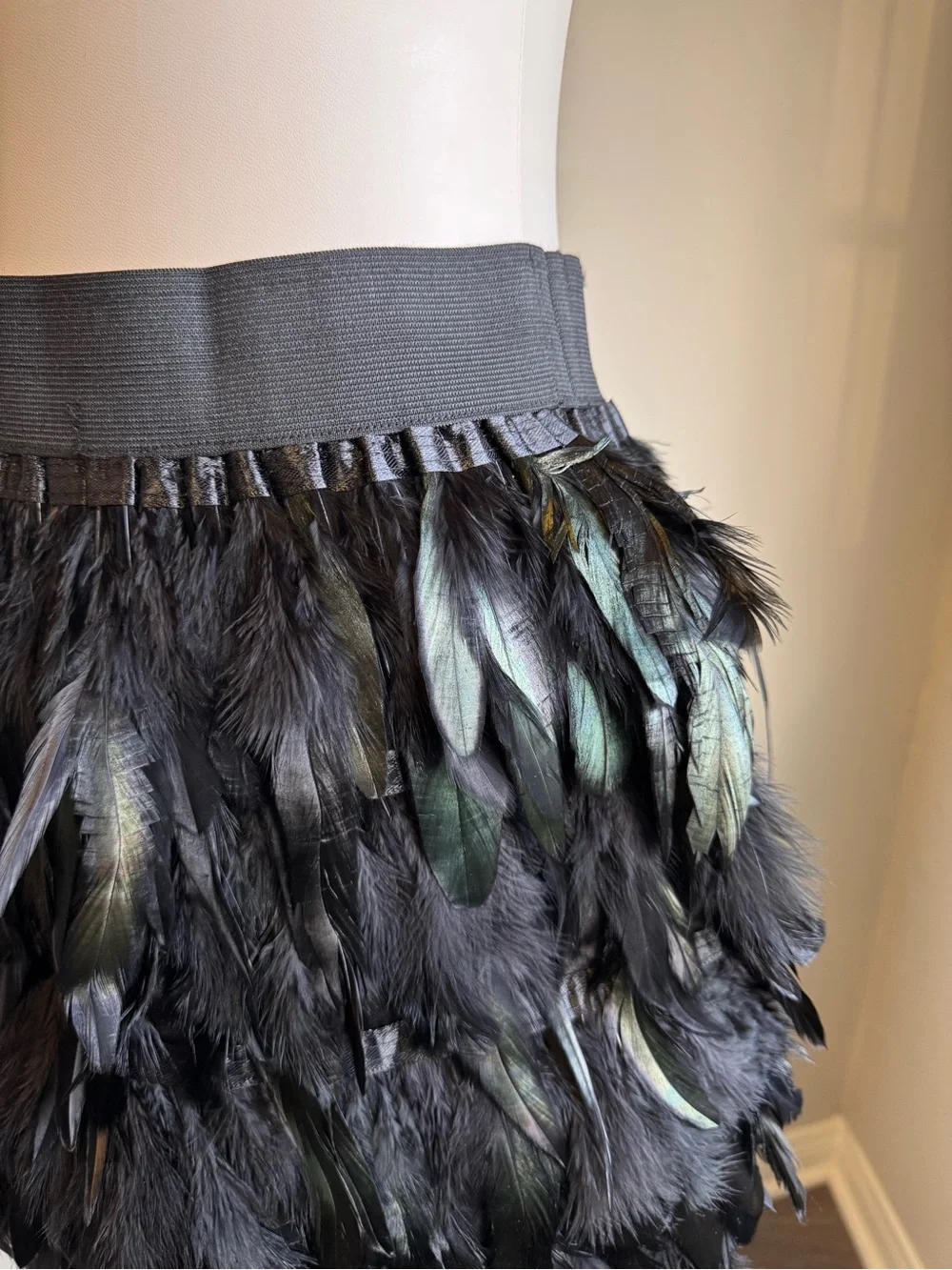 NWT Black Feather Mini Skirt